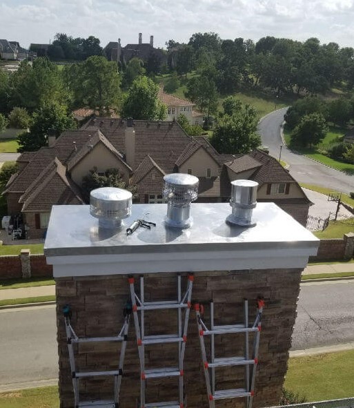 A Chase Cover properly installed on a chimney