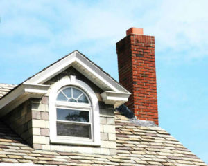 masonry chimney on a roof