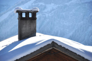 snowy rooftop and chimney